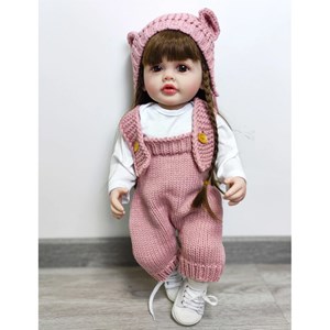 عروسک سیلیکونی دختر بچه همراه با لباس بافتنی و وسایل_اسباب بازی