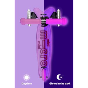 اسکوتر مینی دلوکس نئوکروم با بدنه شفاف و چرخ های چراغ دار مدل Micro - Mini Micro Deluxe Glow LED - Frosty Pink