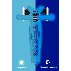 اسکوتر مینی دلوکس نئوکروم با بدنه شفاف و چرخ های چراغ دار مدل Micro - Mini Micro Deluxe Glow LED - Artic Blue