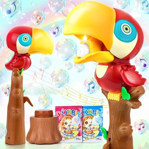 اسباب بازی حباب ساز موزیکال مدل طوطی قرمز bubble bird music light toy_اسباب بازی