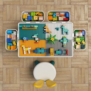 میز و صندلی لگو بازی همراه با 85 قطعه لگو ( میز چند کاره همراه با صندلی ) مدل Block Tables MC816_اسباب بازی