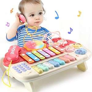 پیانو 6 کاره موزیکال و چراغدار آموزشی صورتی Electric Musical Piano Toy_اسباب بازی
