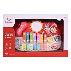 پیانو 6 کاره موزیکال و چراغدار آموزشی صورتی Electric Musical Piano Toy_اسباب بازی
