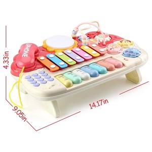 پیانو 6 کاره موزیکال و چراغدار آموزشی صورتی Electric Musical Piano Toy_اسباب بازی
