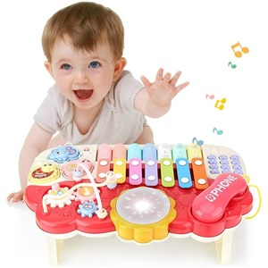 پیانو 6 کاره موزیکال و چراغدار آموزشی صورتی Electric Musical Piano Toy_اسباب بازی
