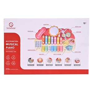 پیانو 6 کاره موزیکال و چراغدار آموزشی صورتی Electric Musical Piano Toy_اسباب بازی