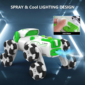 ربات اسباب بازی سگ کنترلی هشت چرخ دودزا سبز Stunt Dog Robot 8wd_اسباب بازی