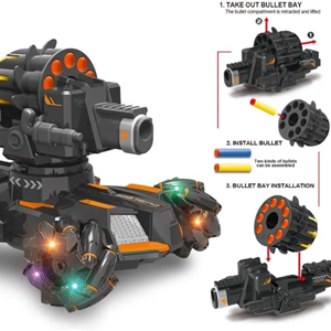 ماشین کنترلی شارژی تانک مولتی دریفت تیر اسفنجی دو ریموت دار Stunt Car Remote Control_اسباب بازی