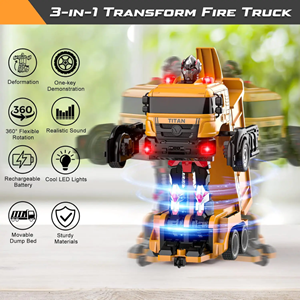 اسباب بازی ماشین کنترلی کامیون کمپرسی تبدیل شونده به ربات مدل ترانسفورمر Remote Control Transformer Dump Truck
