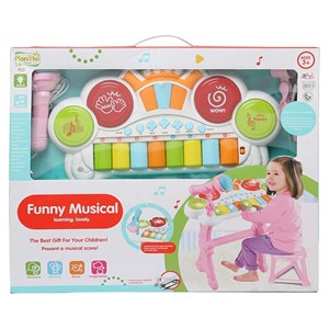 اسباب بازی پیانو الکترونیکی با صندلی و میکروفون Kanisi Musical Piano_اسباب بازی