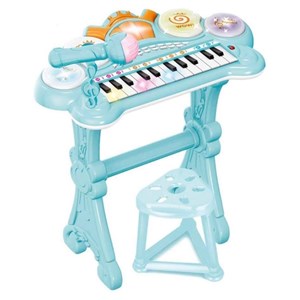 اسباب بازی پیانو الکترونیکی با صندلی و میکروفون آبی Kanisi Musical Piano Toy_اسباب بازی