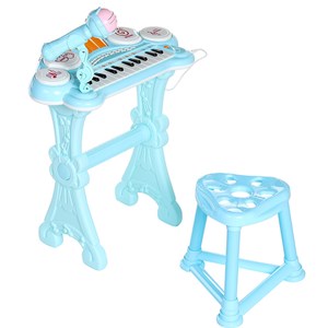 اسباب بازی پیانو الکترونیکی با صندلی و میکروفون آبی Kanisi Musical Piano Toy_اسباب بازی