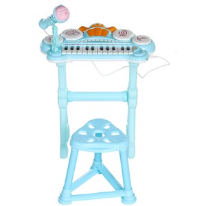 اسباب بازی پیانو الکترونیکی با صندلی و میکروفون آبی Kanisi Musical Piano Toy_اسباب بازی