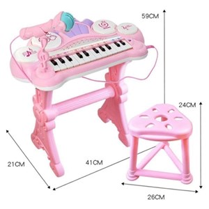 اسباب بازی پیانو الکترونیکی با صندلی و میکروفون آبی Kanisi Musical Piano Toy_اسباب بازی