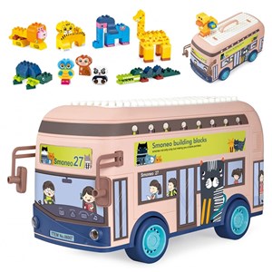 لگو دوپلو اسمونو 136 قطعه مدل اتوبوس حیوانات smoneo رنگ صورتی_اسباب بازی