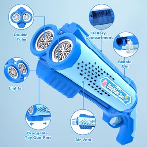 تفنگ اسباب بازی حباب ساز دولول مخزن دار آبی Electric Bubble Maker Toy with LED Lights_اسباب بازی