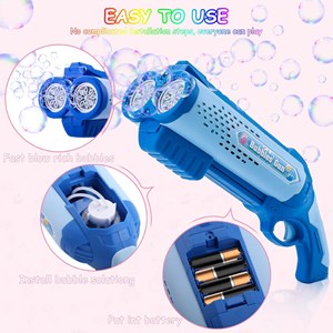تفنگ اسباب بازی حباب ساز دولول مخزن دار آبی Electric Bubble Maker Toy with LED Lights_اسباب بازی