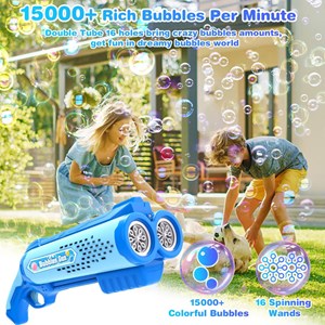 تفنگ اسباب بازی حباب ساز دولول مخزن دار آبی Electric Bubble Maker Toy with LED Lights_اسباب بازی