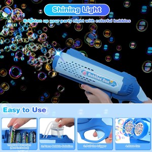 تفنگ اسباب بازی حباب ساز دولول مخزن دار آبی Electric Bubble Maker Toy with LED Lights_اسباب بازی
