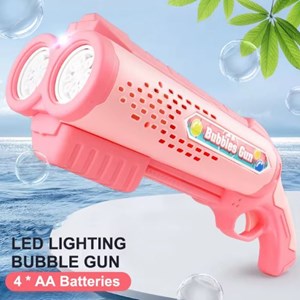 تفنگ اسباب بازی حباب ساز دولول مخزن دار صورتی Electric Bubble Maker Toy with LED Lights_اسباب بازی