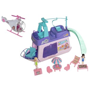 کشتی مسافرتی سرسره دار باربی همراه با هلیکوپتر_اسباب بازی