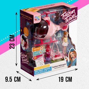 اسباب بازی ست باربی همراه با هلیکوپتر و چند دست لباس مدل Fashion travel_اسباب بازی