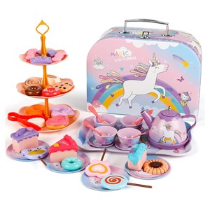 اسباب بازی ست چای خوری و شیرینی خوری فلزی عصرانه 48 تکه طرح یونیکورن_اسباب بازی