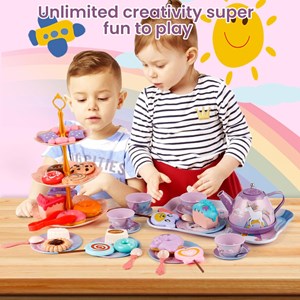 اسباب بازی ست چای خوری و شیرینی خوری فلزی عصرانه 48 تکه طرح یونیکورن_اسباب بازی