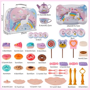 اسباب بازی ست چای خوری و شیرینی خوری فلزی عصرانه 48 تکه طرح یونیکورن_اسباب بازی