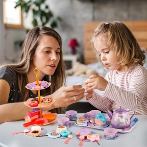 اسباب بازی ست چای خوری و شیرینی خوری فلزی عصرانه 48 تکه طرح یونیکورن_اسباب بازی