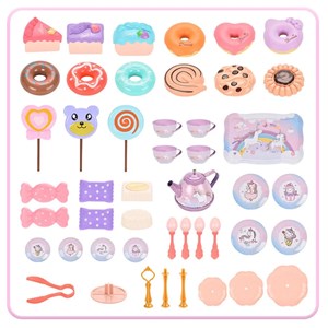 اسباب بازی ست چای خوری و شیرینی خوری فلزی عصرانه 48 تکه طرح یونیکورن_اسباب بازی