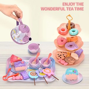 اسباب بازی ست چای خوری و شیرینی خوری فلزی عصرانه 48 تکه طرح یونیکورن_اسباب بازی