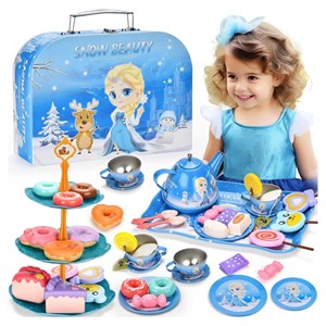 اسباب بازی ست چای خوری و شیرینی خوری فلزی عصرانه 48 تکه طرح فروزن_اسباب بازی