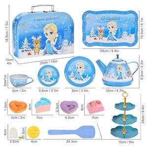 اسباب بازی ست چای خوری و شیرینی خوری فلزی عصرانه 48 تکه طرح فروزن_اسباب بازی