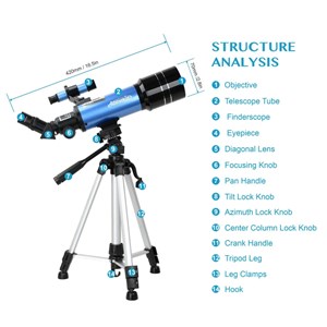 تلسکوپ طبیعتگردی به همراه کوله پشتی مدل AOMEKIE AO2017 70mm Refractor Telescope_اسباب بازی