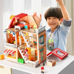 لگو دوپلو ساختمان دوطبقه با وسایل خانه 186 قطعه مدل FEELO 1801_اسباب بازی