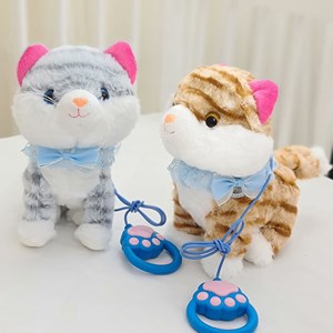 عروسک رباتیک پیشی پشمالو گوش صورتی با دسته ی کنترلی_اسباب بازی