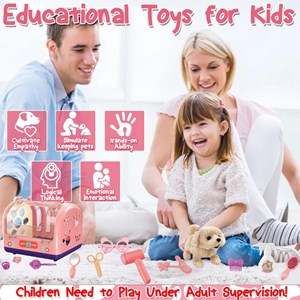 اسباب بازی سگ خانگی به همراه قفس و وسایل آرایشی مجموعه 14 عددی_اسباب بازی