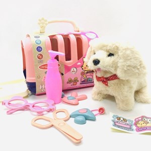 اسباب بازی سگ خانگی به همراه قفس و وسایل آرایشی مجموعه 7 عددی_اسباب بازی