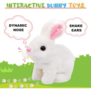 عروسک رباتیک خرگوش حرکتی رنگ سفید_اسباب بازی