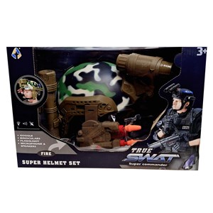 اسباب بازی کلاه پلیس چراغ قوه دار تیر پرتاب کن طرح ارتشی_اسباب بازی