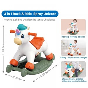 راکر یونی کورن موزیکال 3 کاره هولی تویز مدل Hola Toys HE898800_اسباب بازی