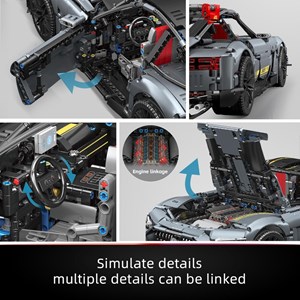 لگو تکنیک ماشین مسابقه ای 2872 قطعه با مقیاس 1:8 مدل Mould King 13123 Technik Sports Car Model_اسباب بازی