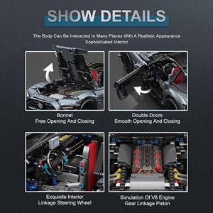 لگو تکنیک ماشین مسابقه ای 2872 قطعه با مقیاس 1:8 مدل Mould King 13123 Technik Sports Car Model_اسباب بازی