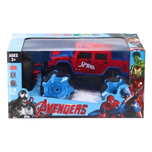 ماشین کنترلی آفرود با چرخ های کپسولی طرح مرد عنکبوتی اسپایدرمن مقیاس 1:18_اسباب بازی