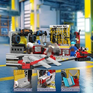 لگو تکنیک تعمیرگاه ماشین مسابقه ای 674 قطعه مدل 714032 SEMBO Racing Vehicle Garage_اسباب بازی