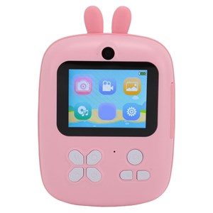 دوربین عکاسی و فیلمبرداری دیجیتال کودک با چاپ فوری حرارتی طرح خرگوش صورتی_اسباب بازی