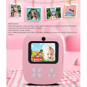 دوربین عکاسی و فیلمبرداری دیجیتال کودک با چاپ فوری حرارتی طرح خرگوش صورتی_اسباب بازی