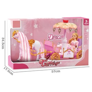 اسباب بازی کالسکه و اسب راهرو موزیکال باربی پرنسس صورتی_اسباب بازی