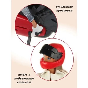 عروسک باربی دفا لوسی موتور سوار با کلاه کاسکت قرمز مدل Defa Lucy Doll 8459_اسباب بازی